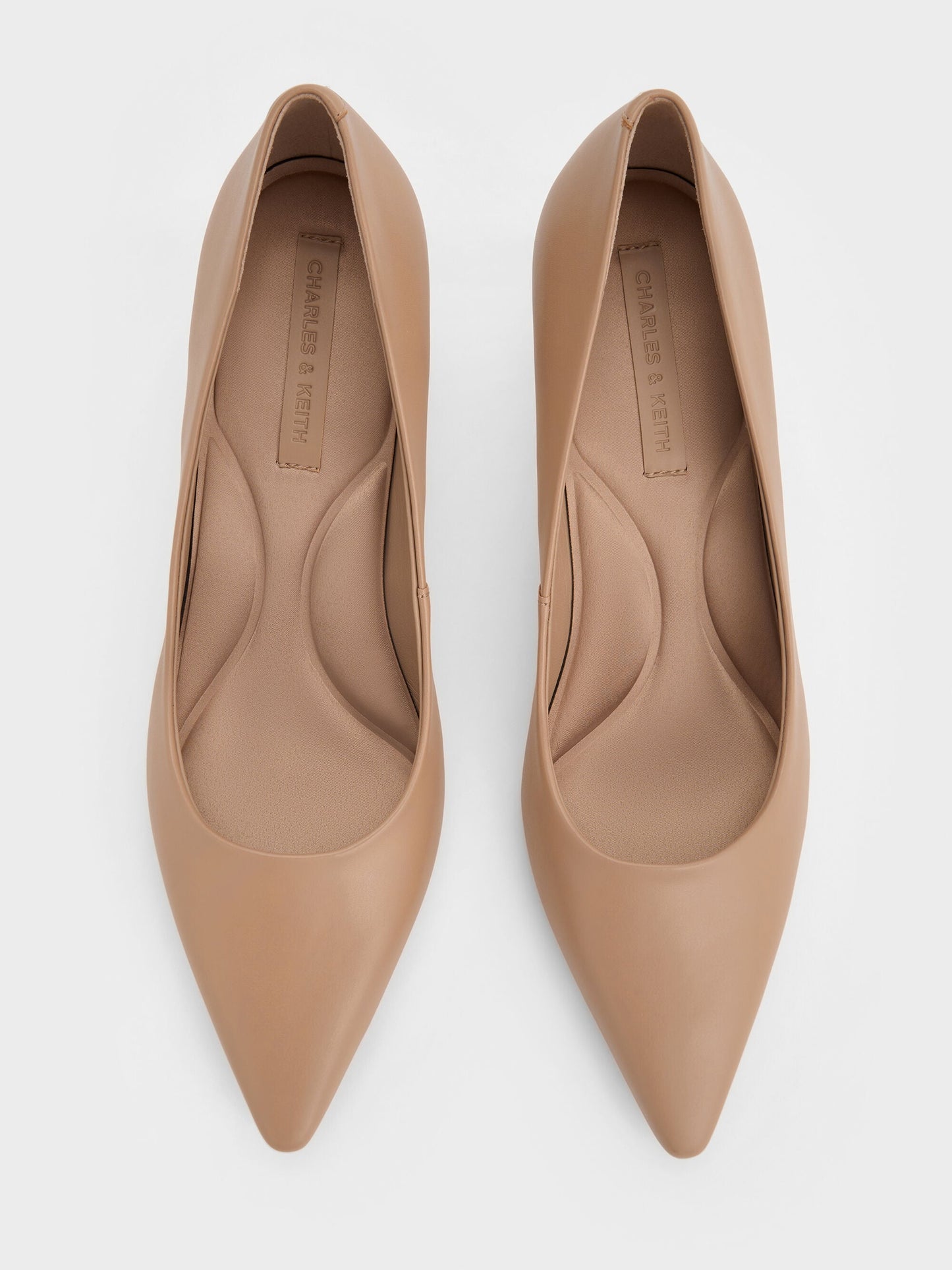 Emmy Pointed Kitten Heel Pumps - Nude | CHARLES & KEITH