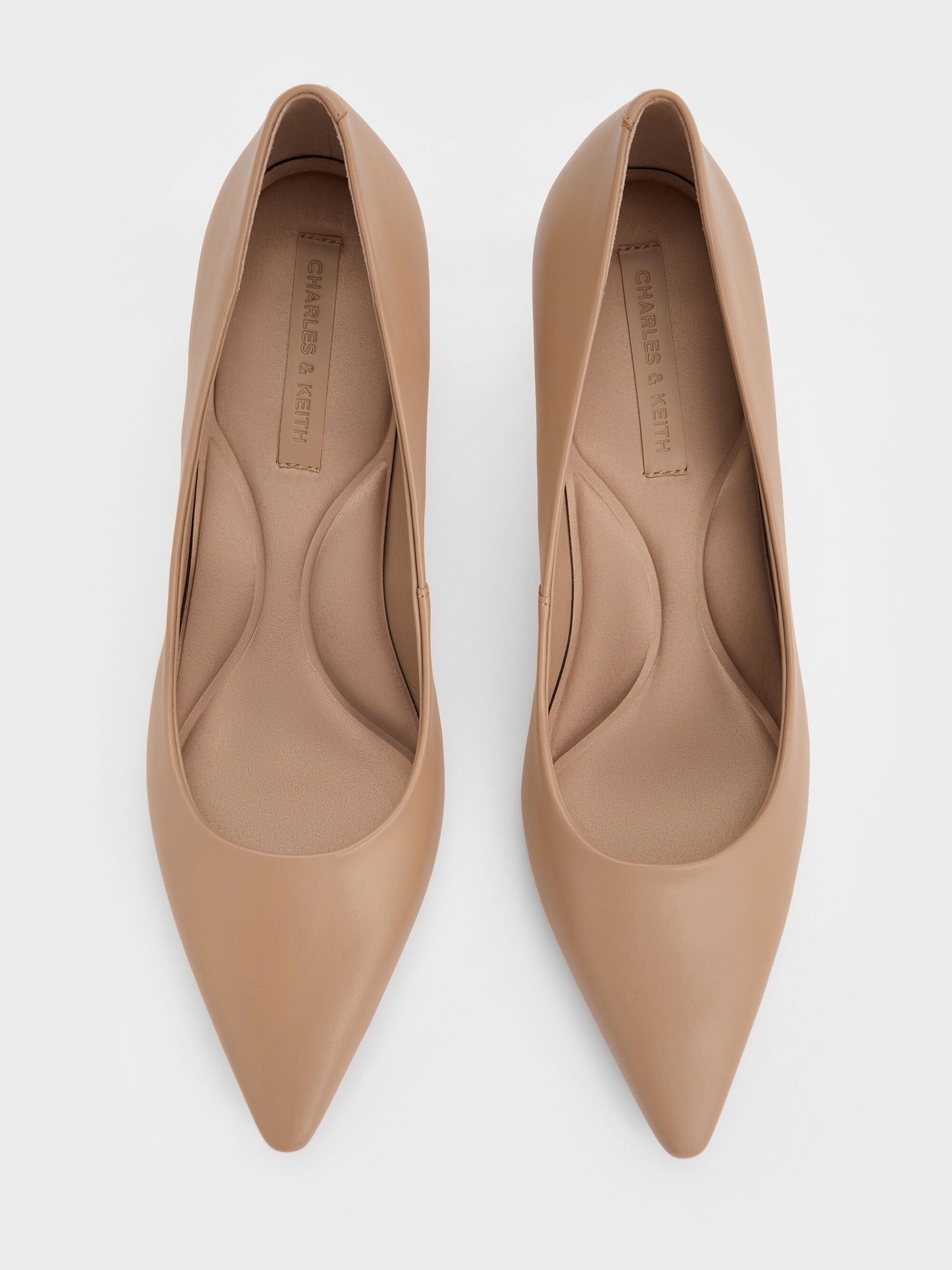 Emmy Pointed Kitten Heel Pumps - Nude | CHARLES & KEITH
