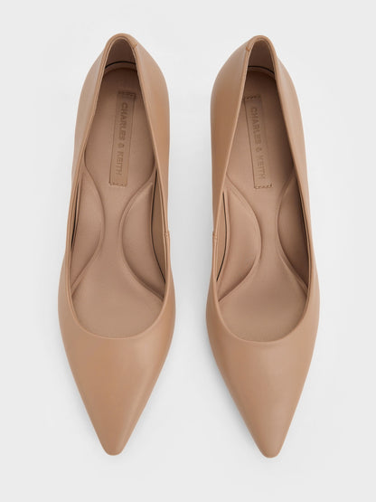 Emmy Pointed Kitten Heel Pumps - Nude | CHARLES & KEITH