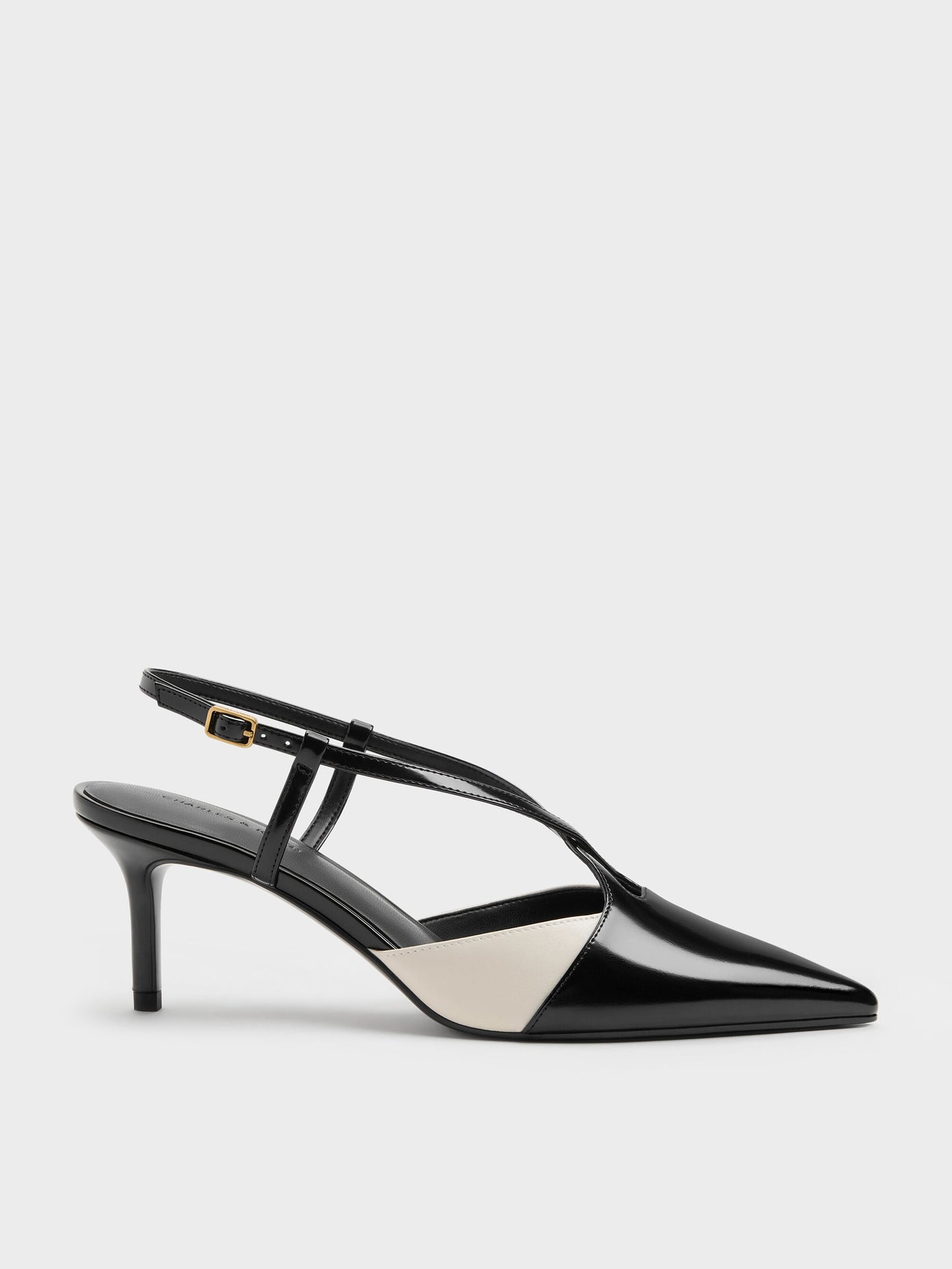 Two-Tone Pointed Slingback Pumps - Black Box | CHARLES & KEITH