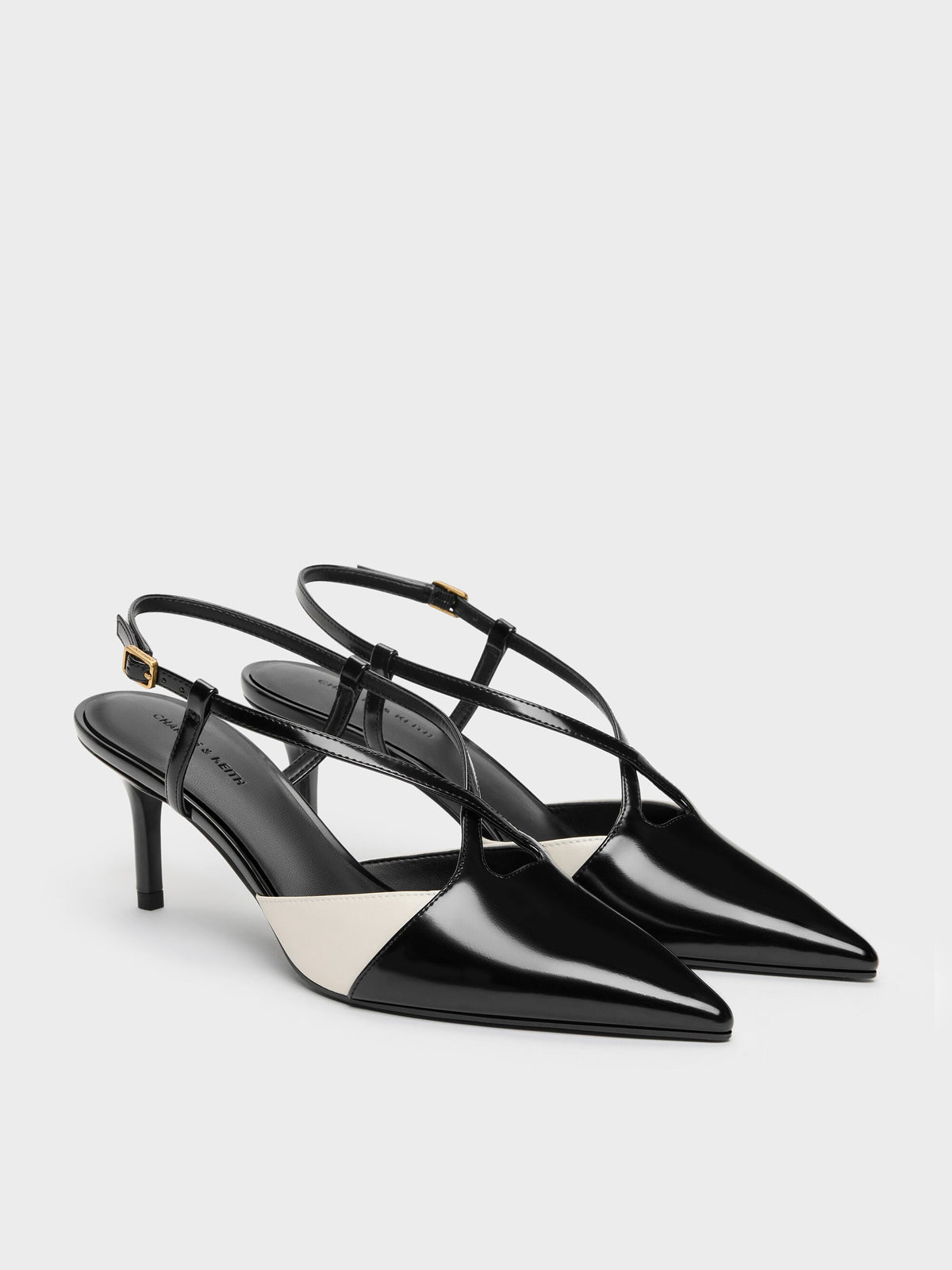 Two-Tone Pointed Slingback Pumps - Black Box | CHARLES & KEITH