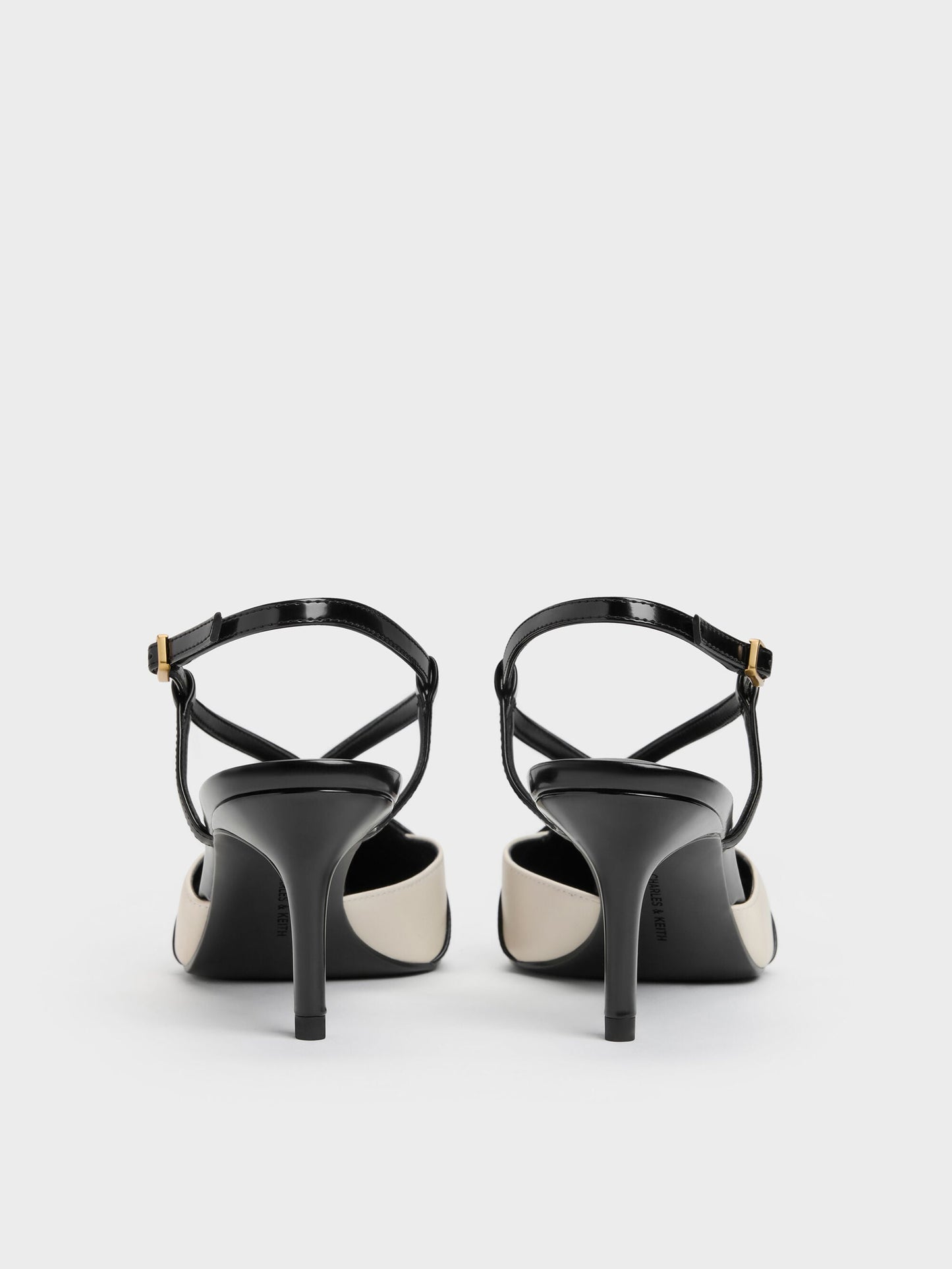 Two-Tone Pointed Slingback Pumps - Black Box | CHARLES & KEITH