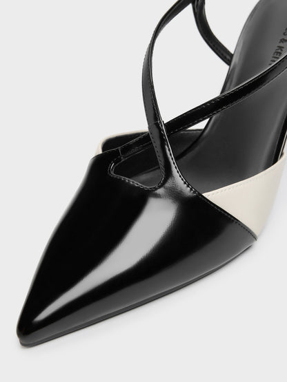 Two-Tone Pointed Slingback Pumps - Black Box | CHARLES & KEITH