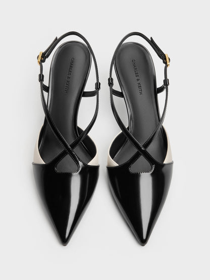 Two-Tone Pointed Slingback Pumps - Black Box | CHARLES & KEITH