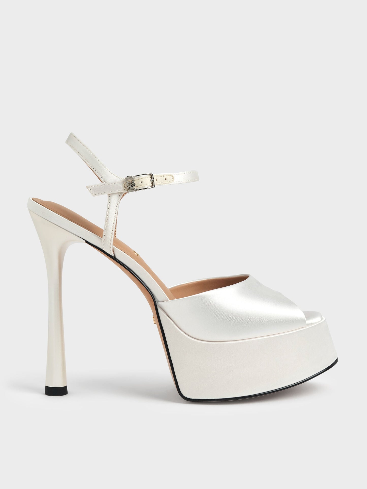 Francesca Peep-Toe Platform Heels - White | CHARLES & KEITH