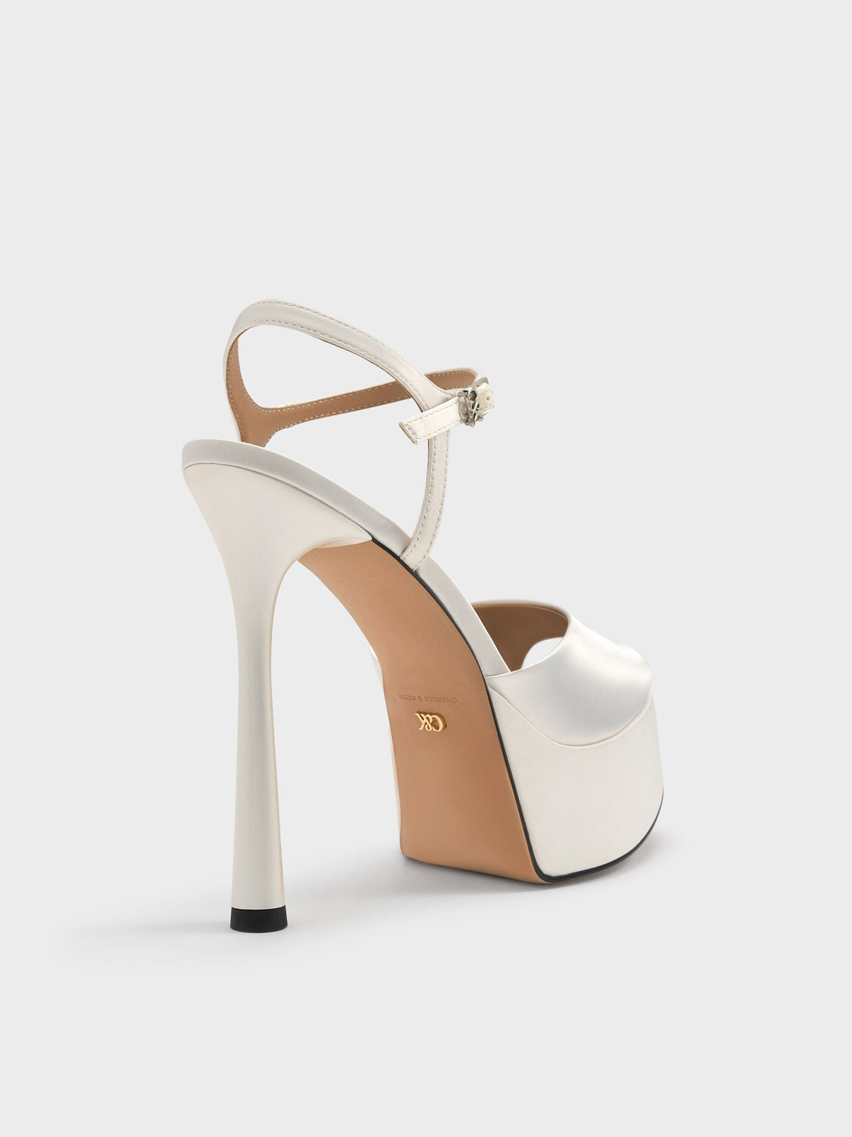 Francesca Peep-Toe Platform Heels - White | CHARLES & KEITH