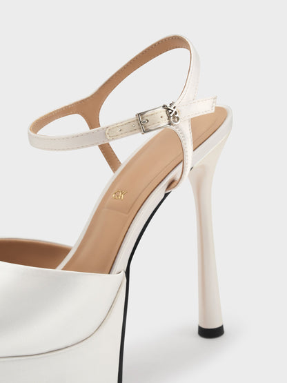 Francesca Peep-Toe Platform Heels - White | CHARLES & KEITH