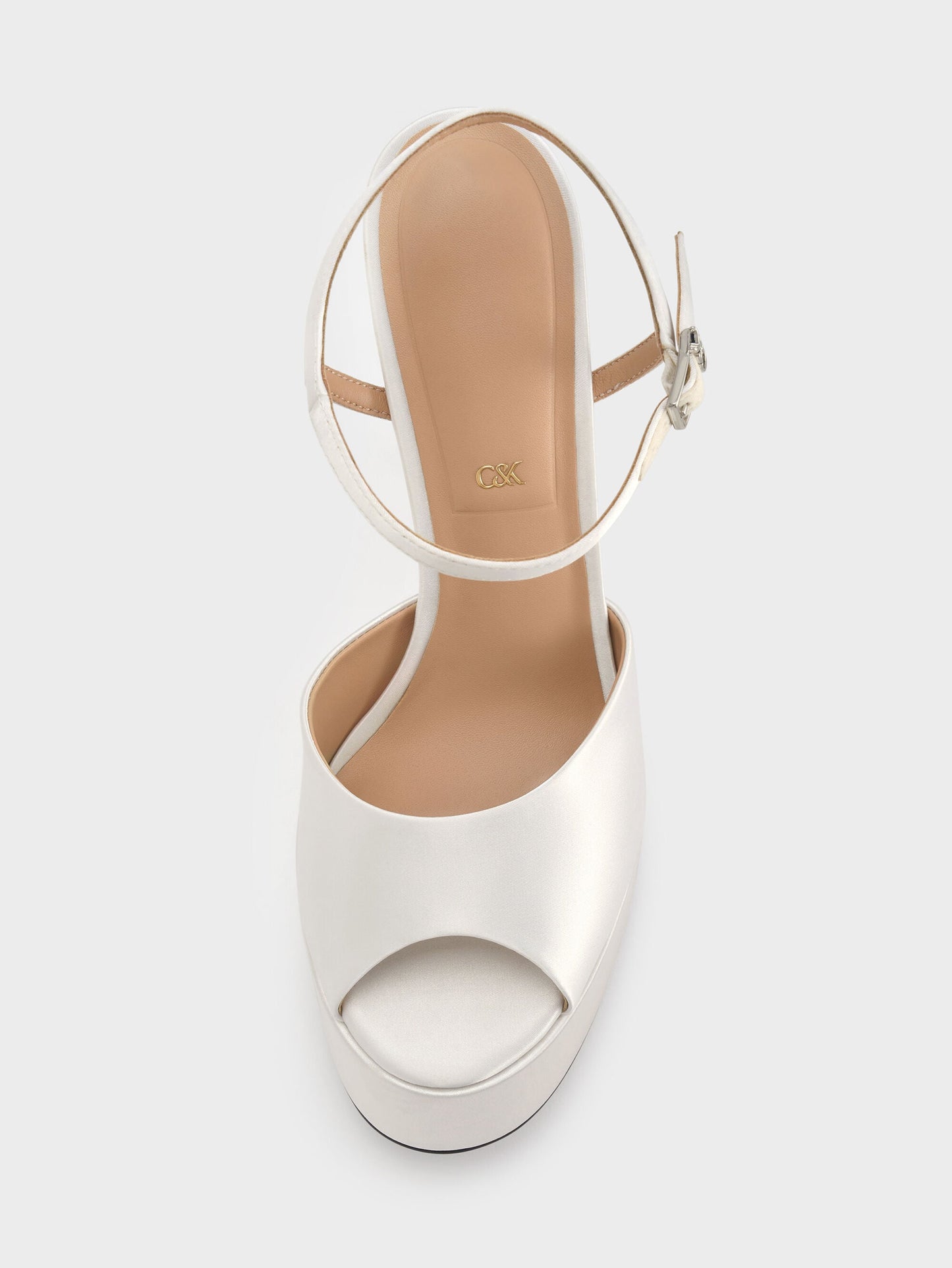 Francesca Peep-Toe Platform Heels - White | CHARLES & KEITH