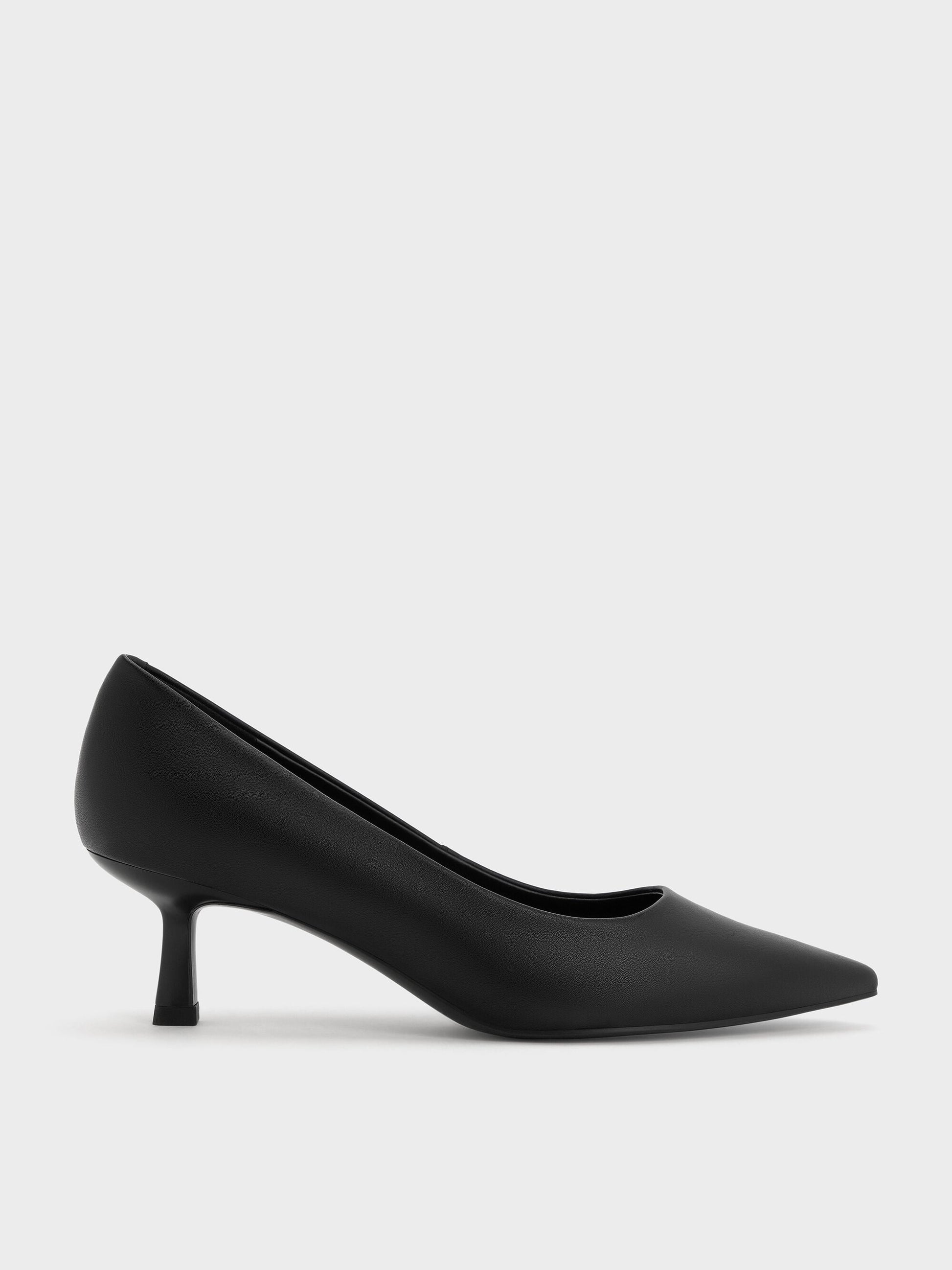 Emmy Pointed Kitten Heel Pumps - Black | CHARLES & KEITH
