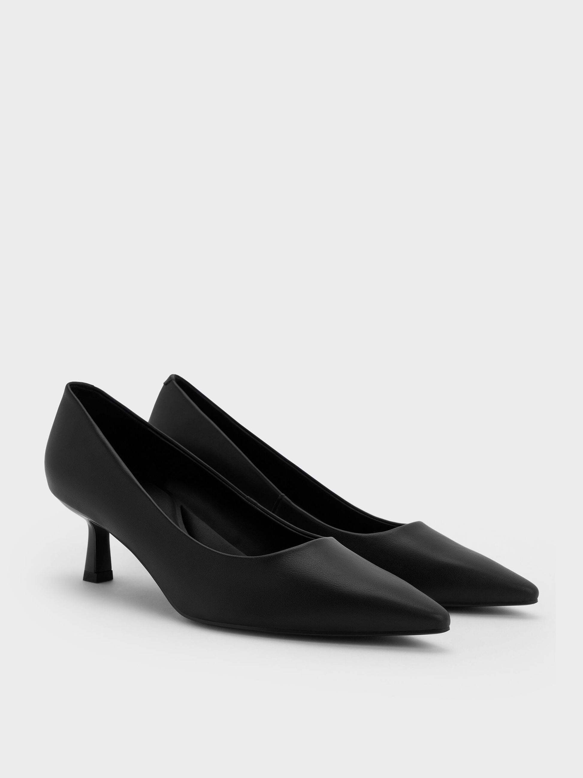 Emmy Pointed Kitten Heel Pumps - Black | CHARLES & KEITH