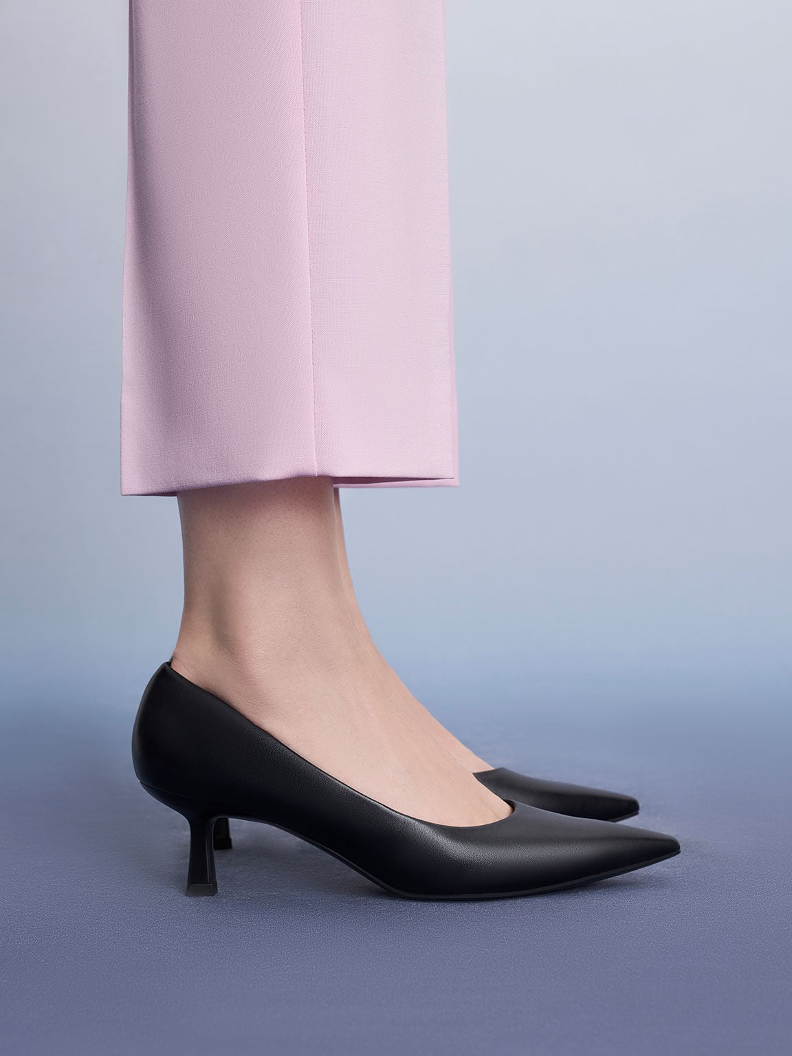 Emmy Pointed Kitten Heel Pumps - Black | CHARLES & KEITH