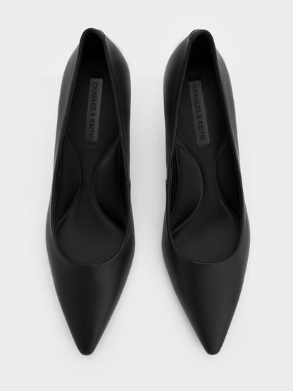 Emmy Pointed Kitten Heel Pumps - Black | CHARLES & KEITH
