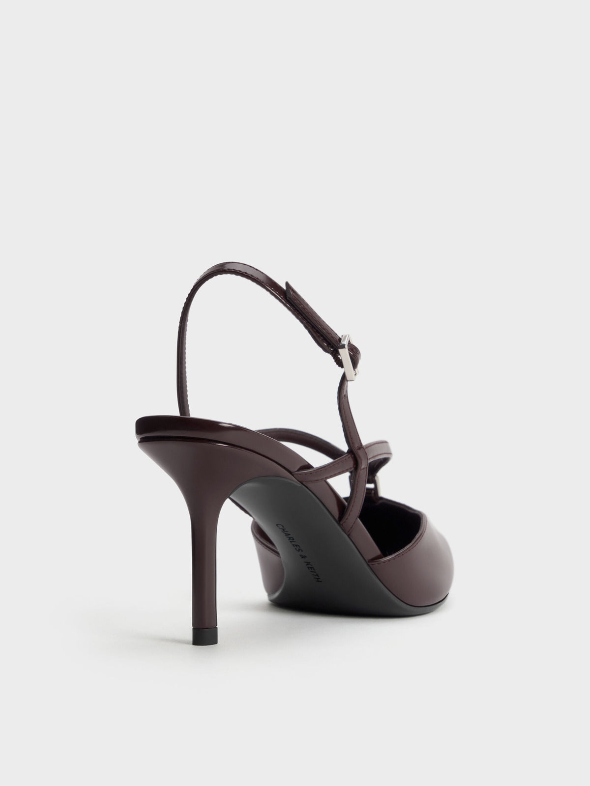 V-Strap Slingback Pumps - Burgundy | CHARLES & KEITH