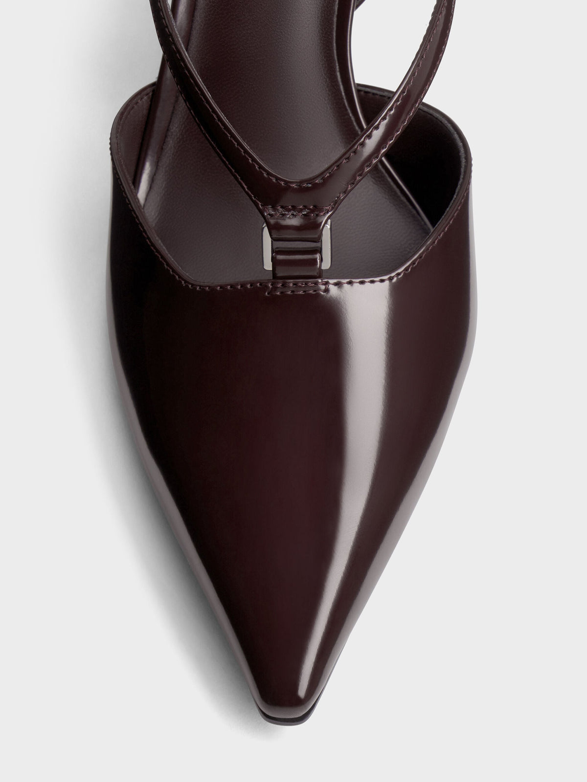 V-Strap Slingback Pumps - Burgundy | CHARLES & KEITH