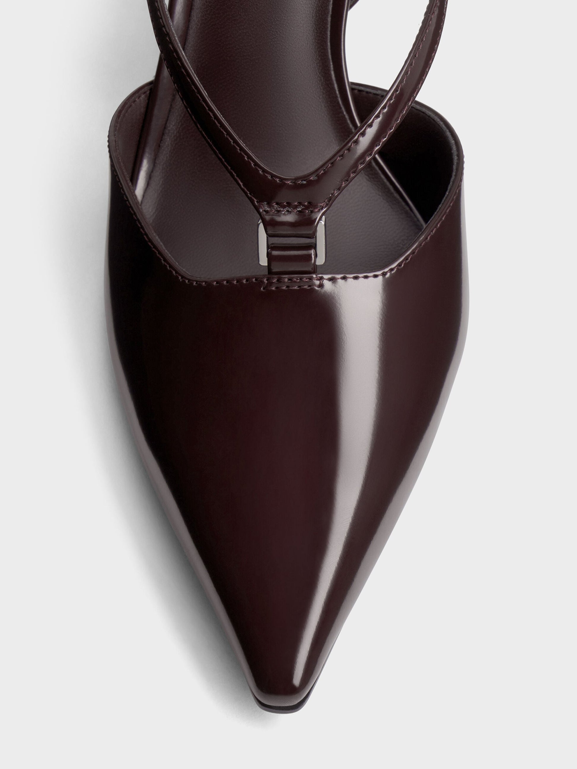 V-Strap Slingback Pumps - Burgundy | CHARLES & KEITH