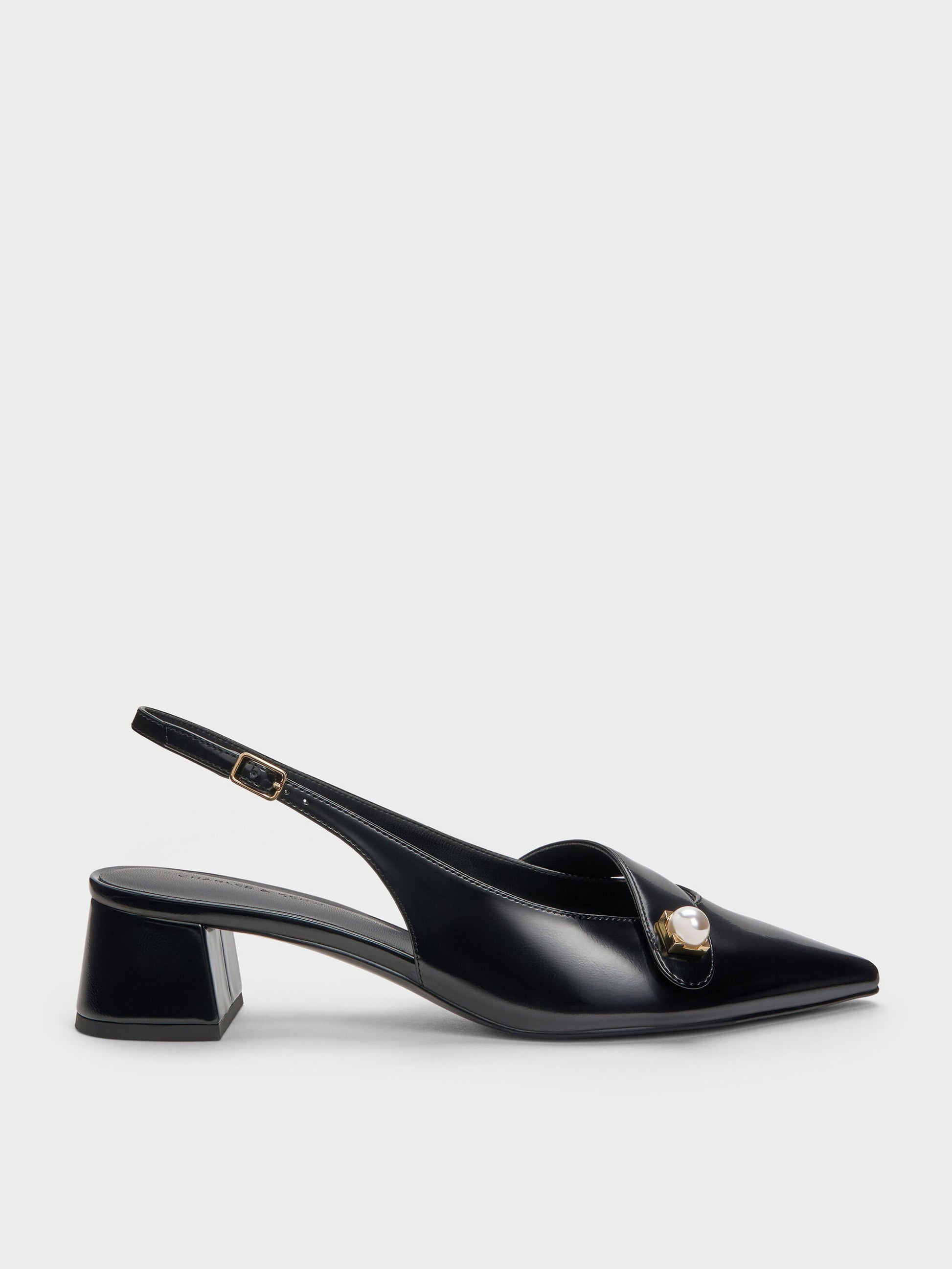 Marie Pearl Slingback Pumps - Black Box | CHARLES & KEITH