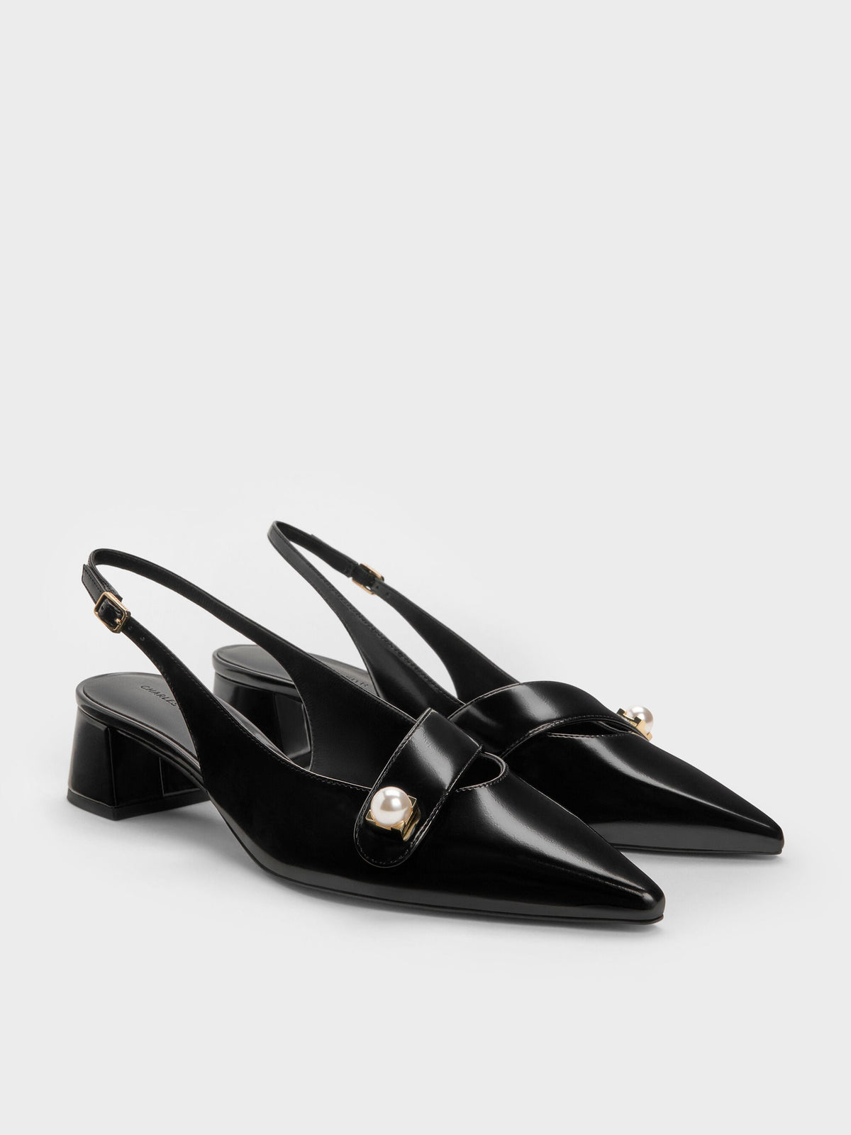 Marie Pearl Slingback Pumps - Black Box | CHARLES & KEITH