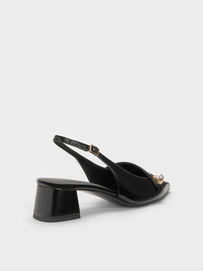 Marie Pearl Slingback Pumps - Black Box | CHARLES & KEITH