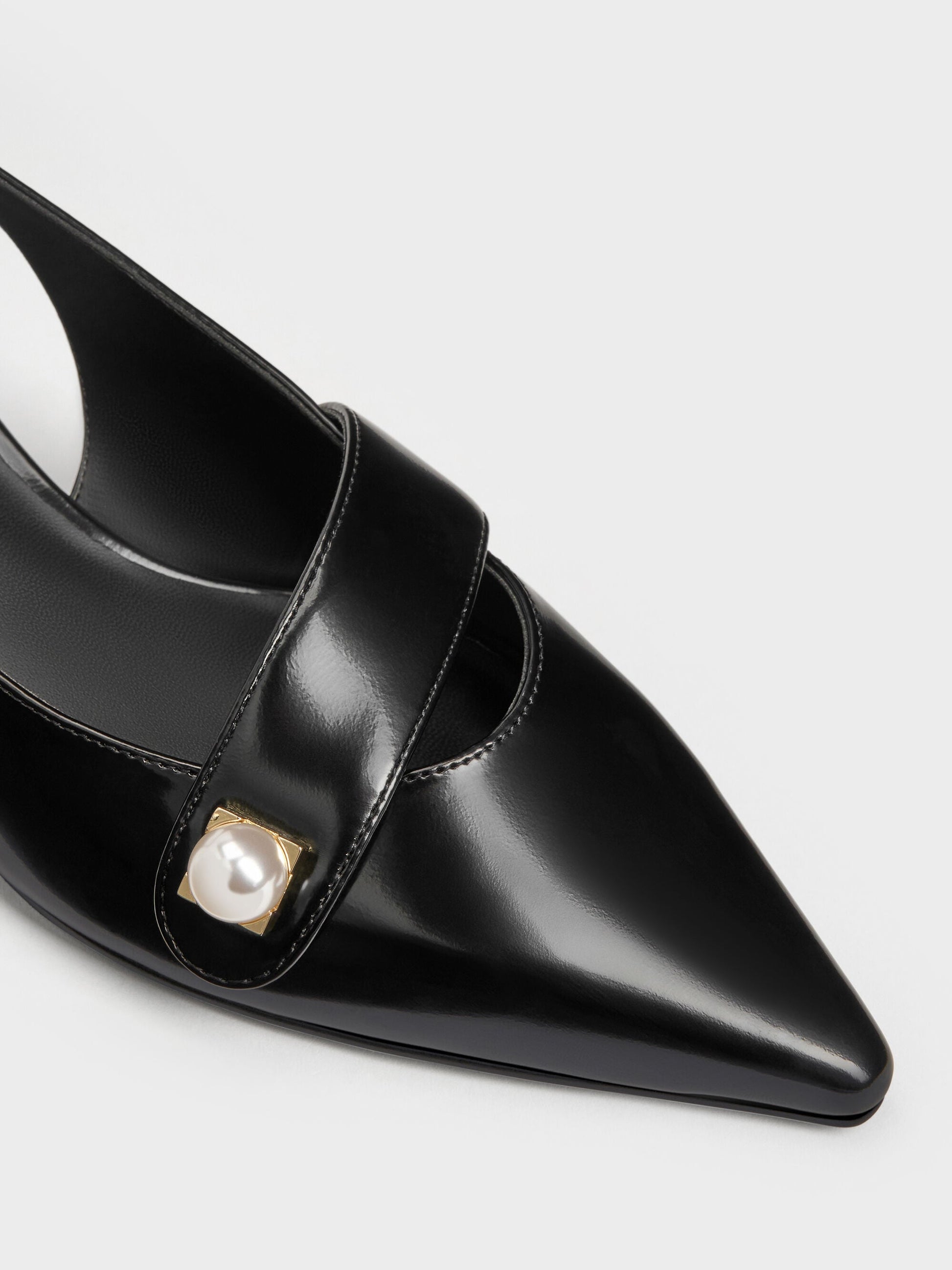 Marie Pearl Slingback Pumps - Black Box | CHARLES & KEITH