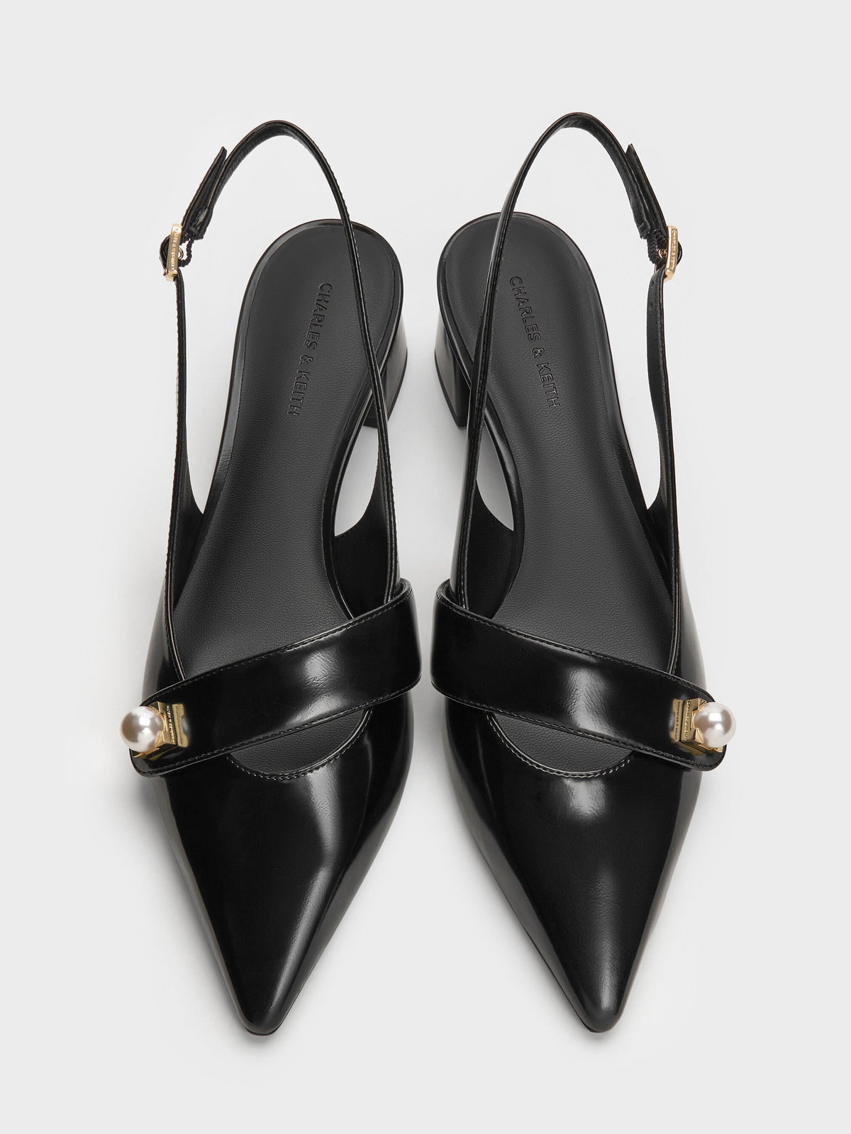 Marie Pearl Slingback Pumps - Black Box | CHARLES & KEITH