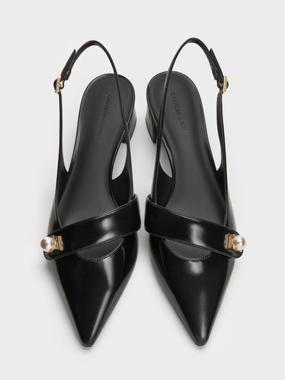 Marie Pearl Slingback Pumps - Black Box | CHARLES & KEITH