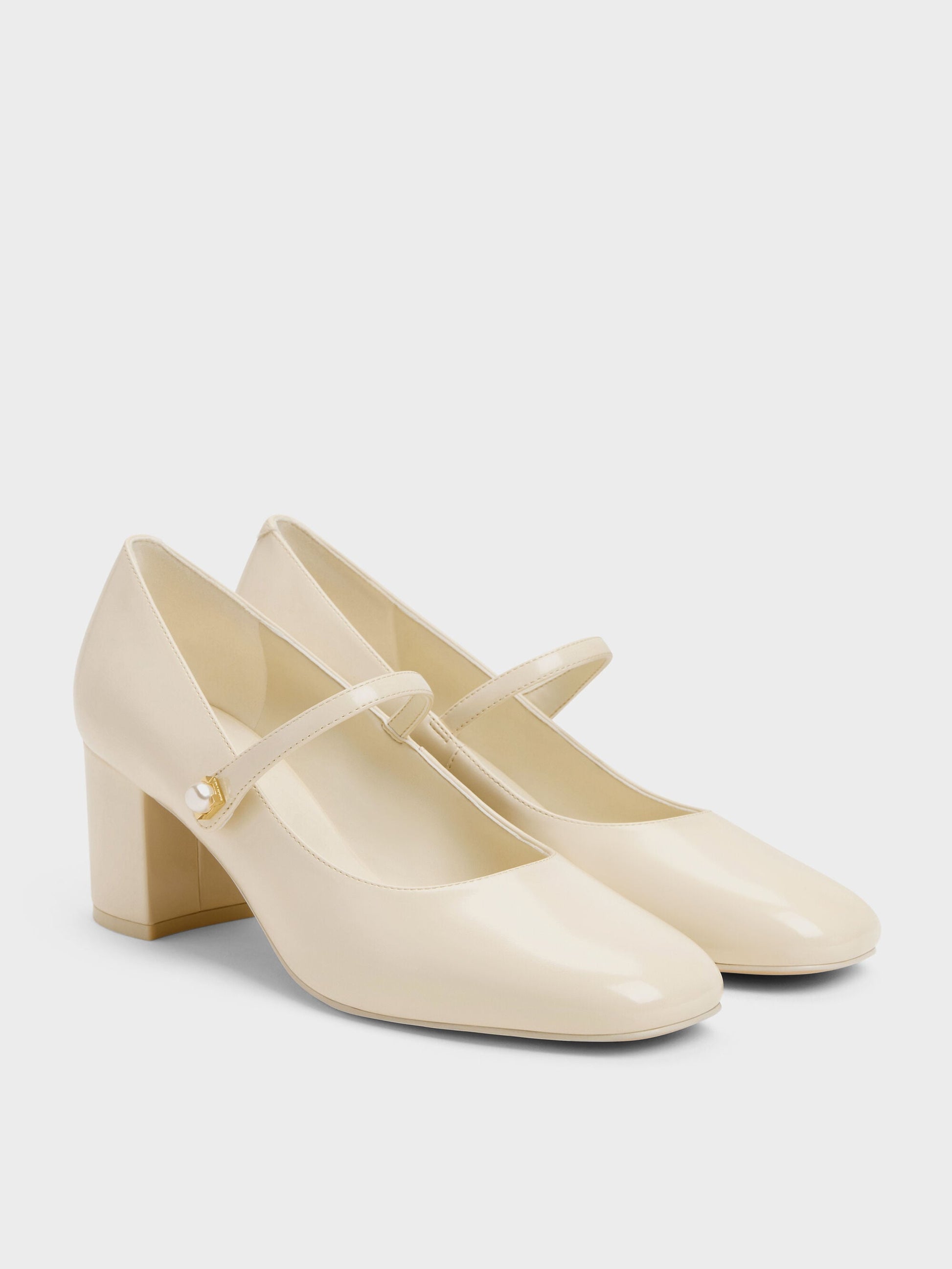 Marie Pearl Mary Jane Pumps - Cream | CHARLES & KEITH