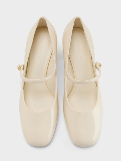Marie Pearl Mary Jane Pumps - Cream | CHARLES & KEITH