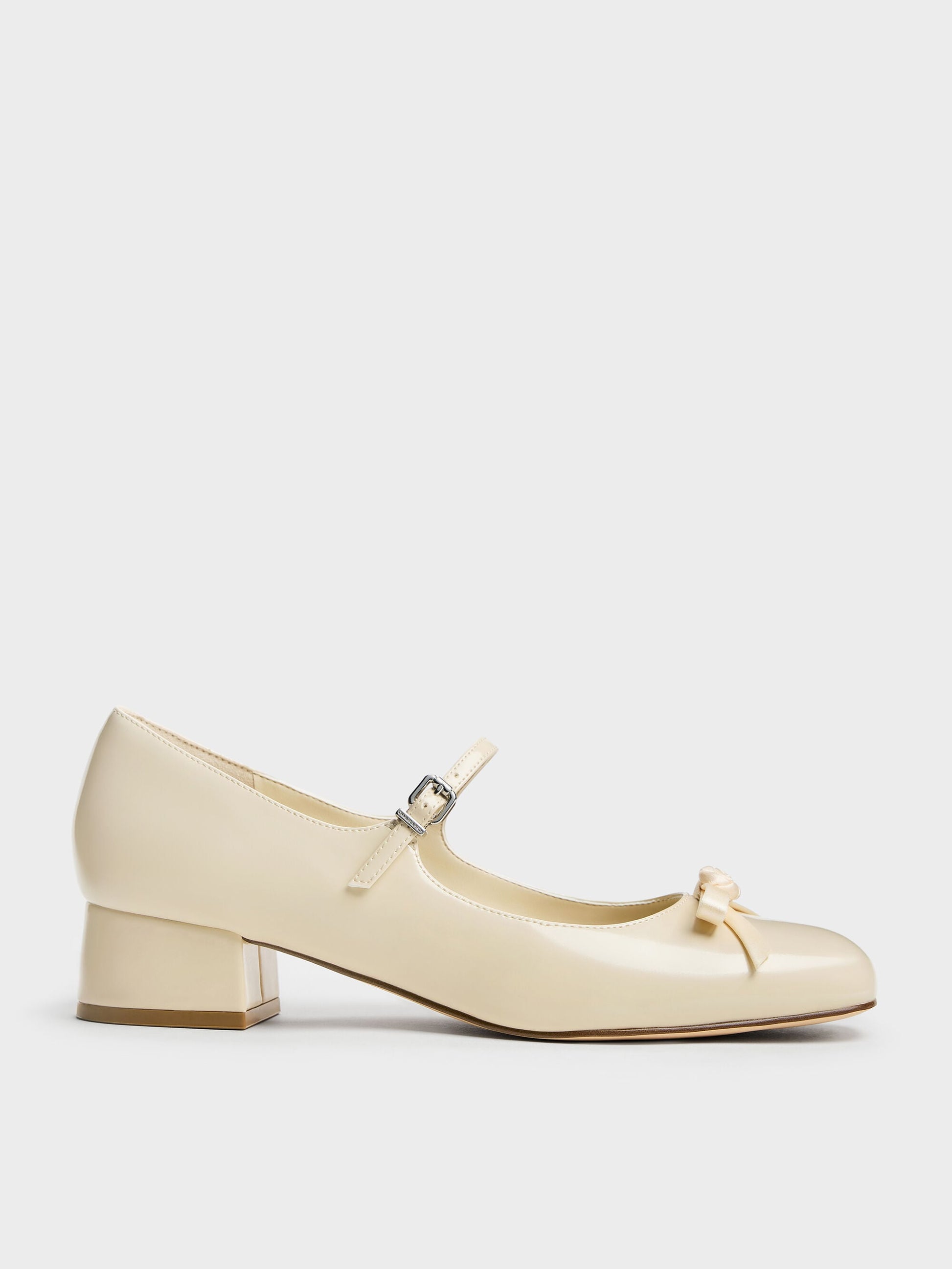 Kelis Rose-Bow Mary Jane Pumps - Beige | CHARLES & KEITH