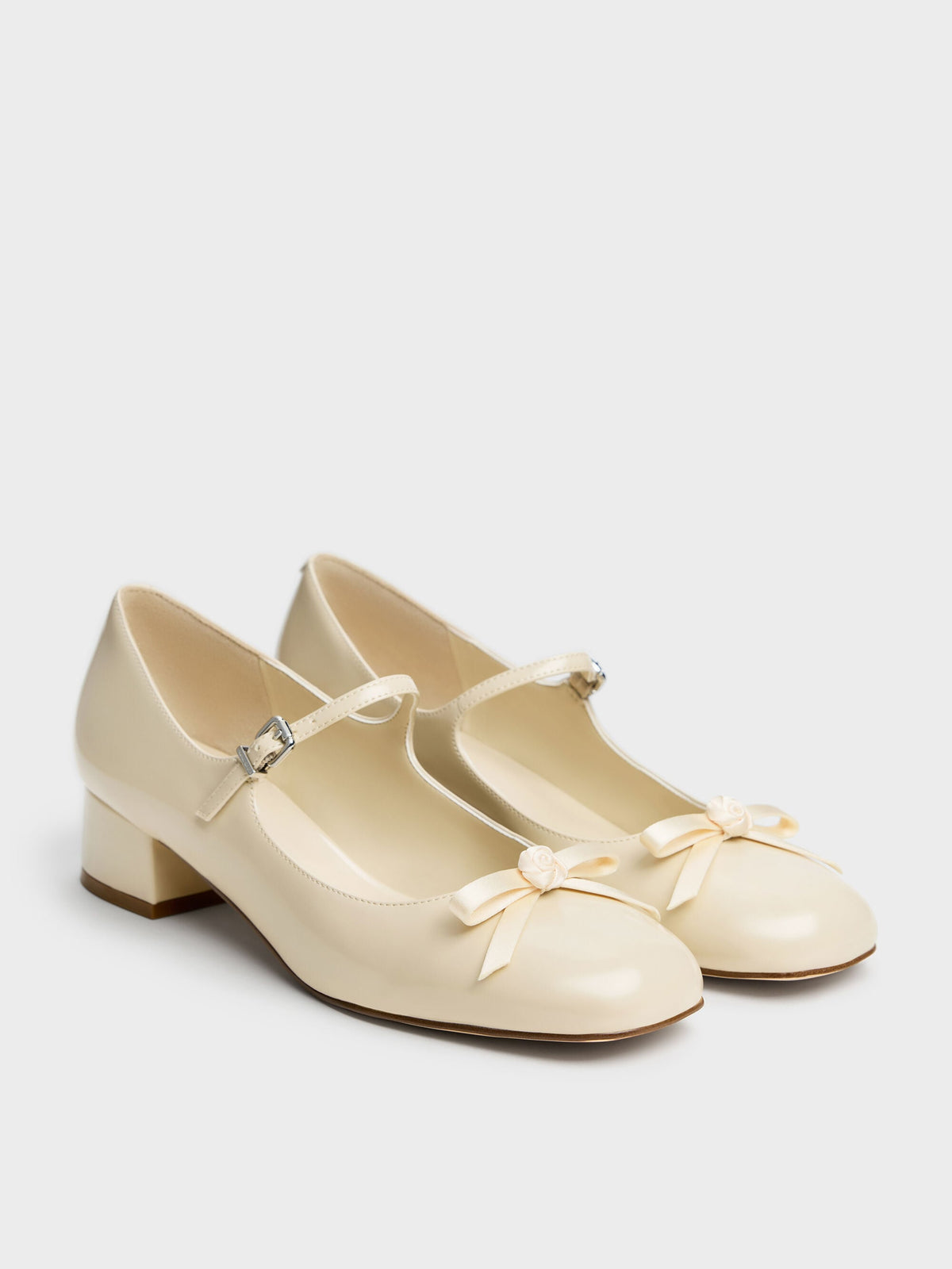 Kelis Rose-Bow Mary Jane Pumps - Beige | CHARLES & KEITH
