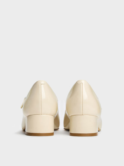 Kelis Rose-Bow Mary Jane Pumps - Beige | CHARLES & KEITH