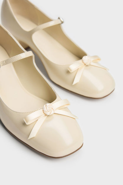 Kelis Rose-Bow Mary Jane Pumps - Beige | CHARLES & KEITH