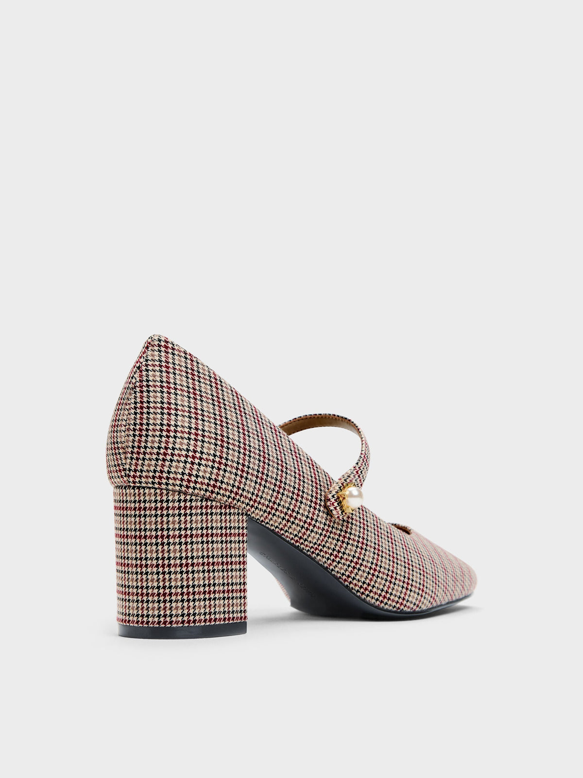 Marie Checkered Pearl Mary Jane Pumps - Multi | CHARLES & KEITH