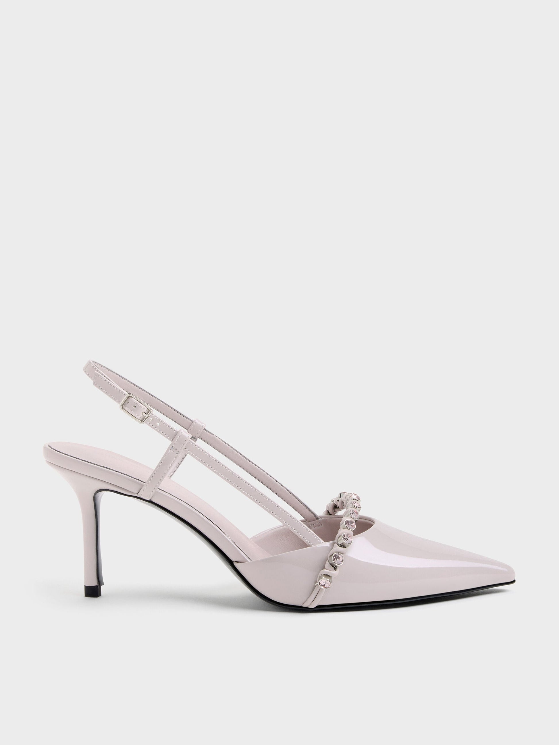 Patent Crystal Slingback Pumps - Lilac | CHARLES & KEITH