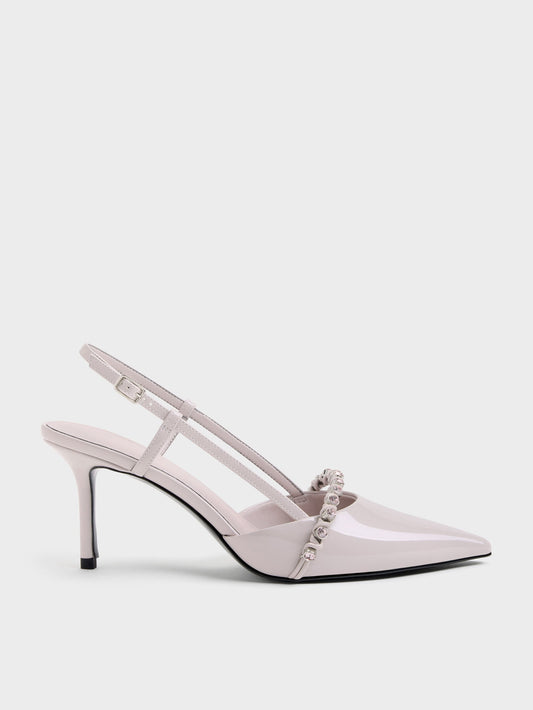 Patent Crystal Slingback Pumps - Lilac | CHARLES & KEITH