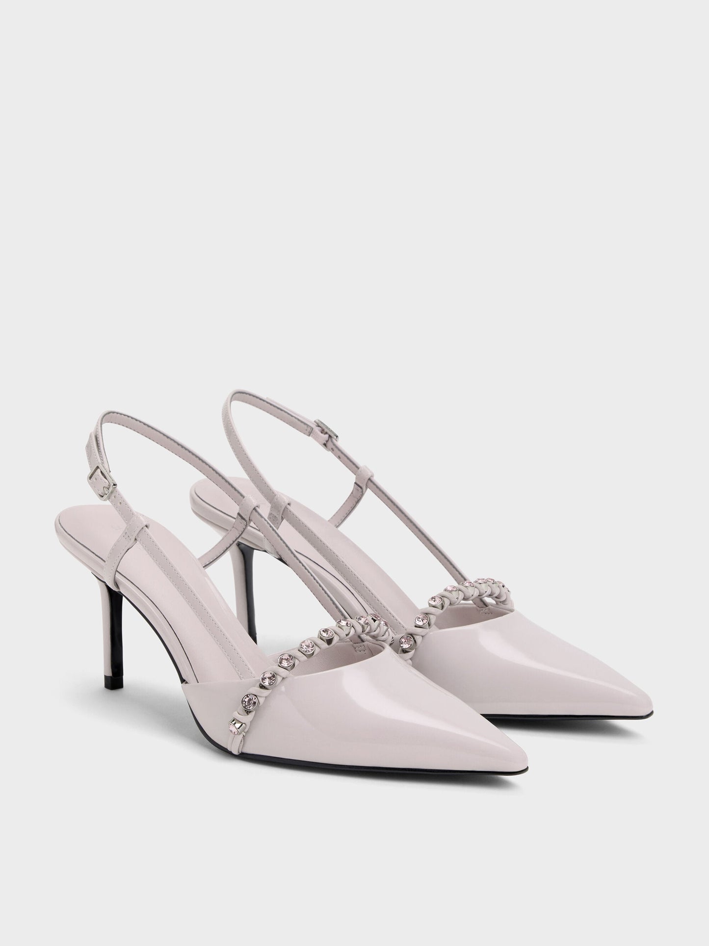 Patent Crystal Slingback Pumps - Lilac | CHARLES & KEITH