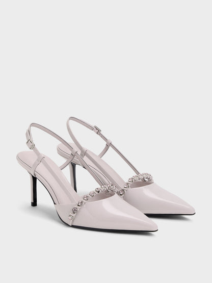 Patent Crystal Slingback Pumps - Lilac | CHARLES & KEITH