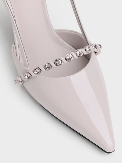 Patent Crystal Slingback Pumps - Lilac | CHARLES & KEITH