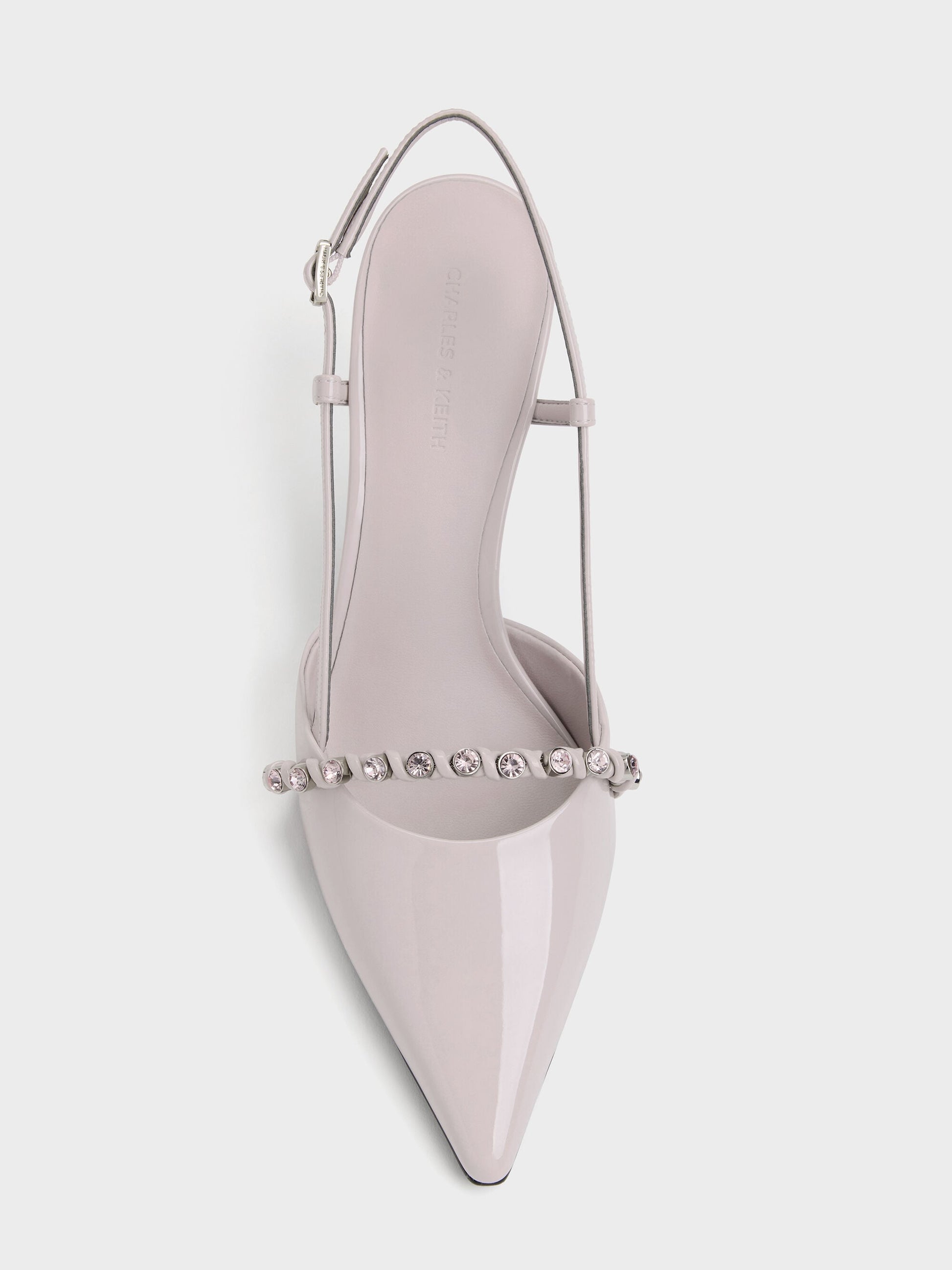 Patent Crystal Slingback Pumps - Lilac | CHARLES & KEITH