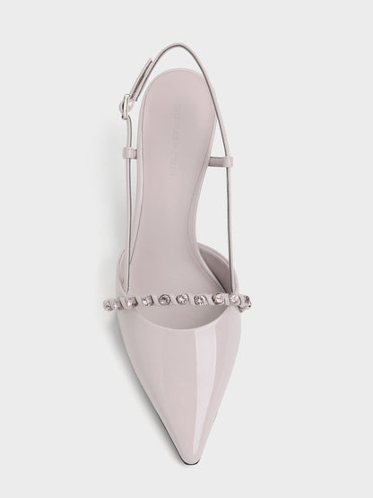 Patent Crystal Slingback Pumps - Lilac | CHARLES & KEITH