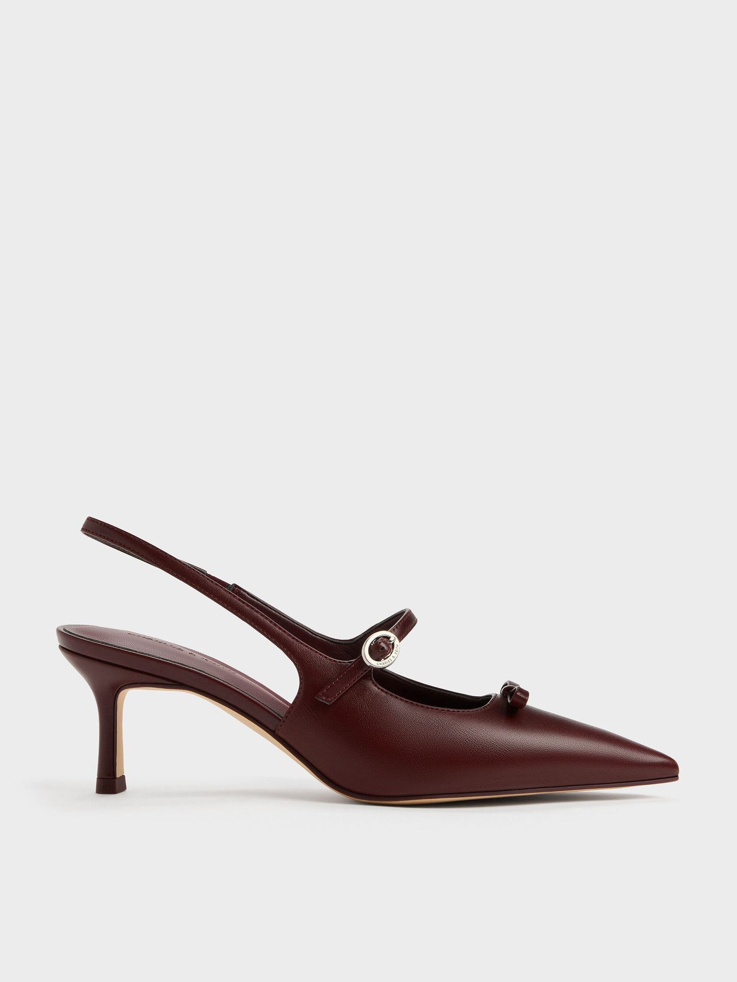Sonali Bow Slingback Pumps - Burgundy | CHARLES & KEITH