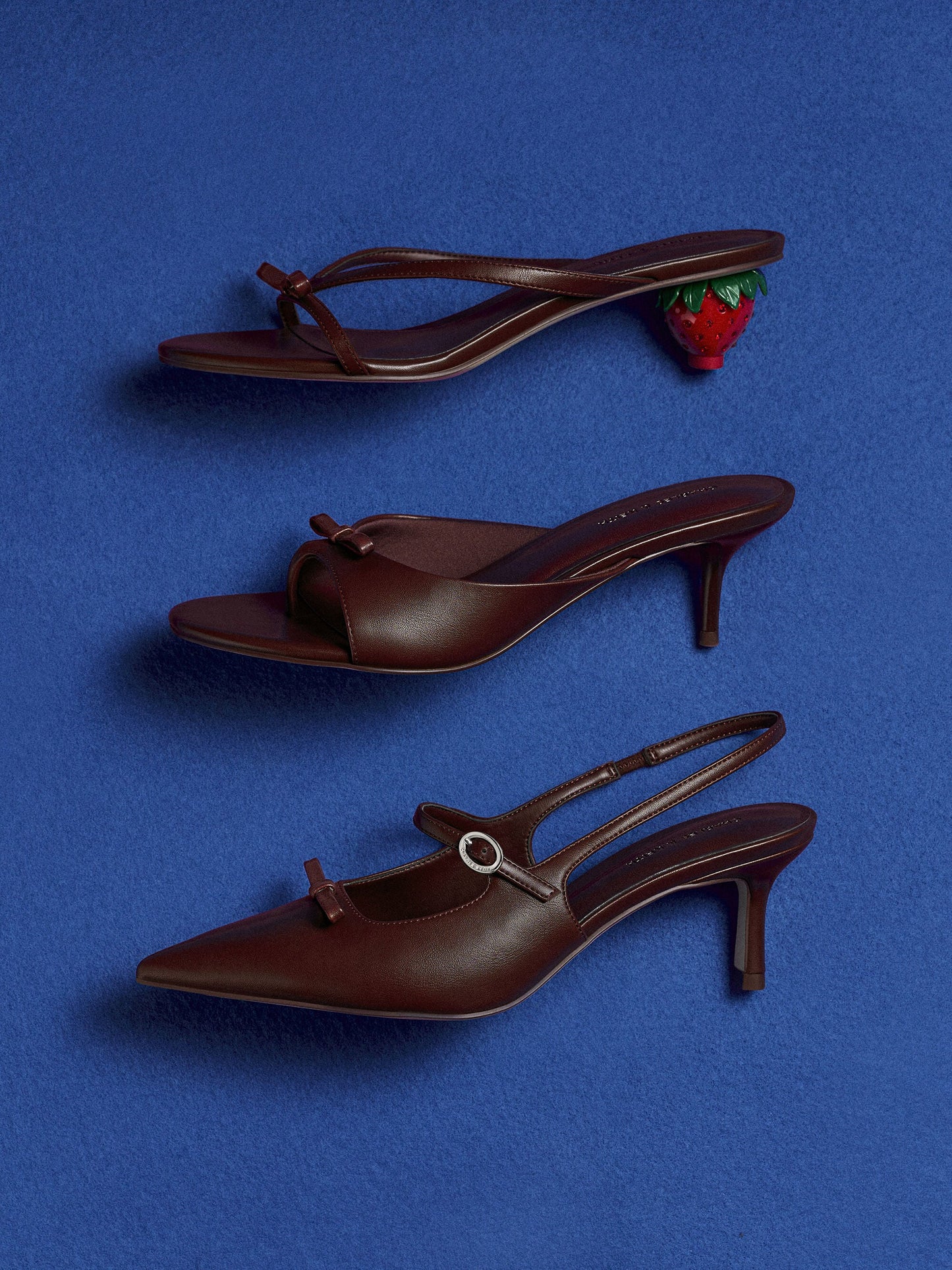 Sonali Bow Slingback Pumps - Burgundy | CHARLES & KEITH