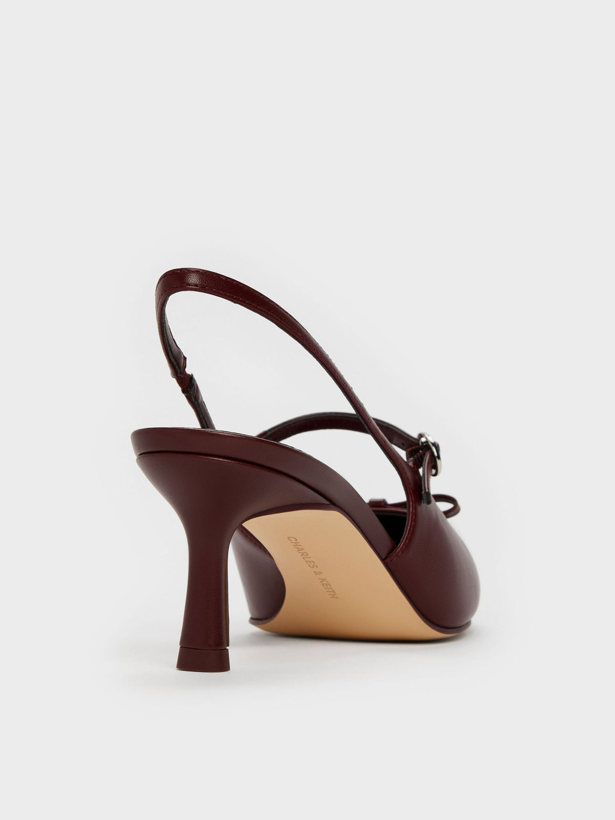 Sonali Bow Slingback Pumps - Burgundy | CHARLES & KEITH