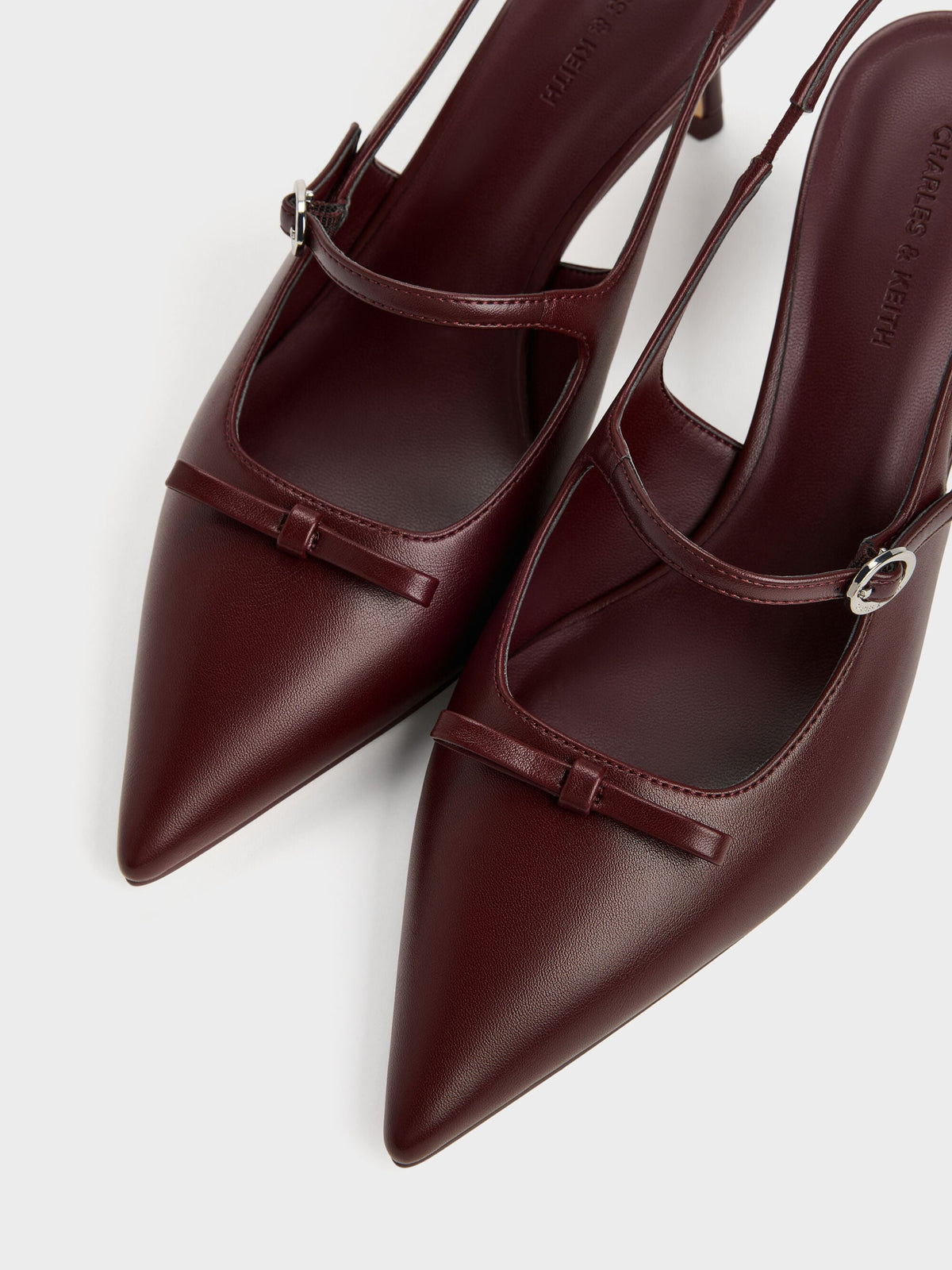 Sonali Bow Slingback Pumps - Burgundy | CHARLES & KEITH