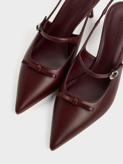Sonali Bow Slingback Pumps - Burgundy | CHARLES & KEITH