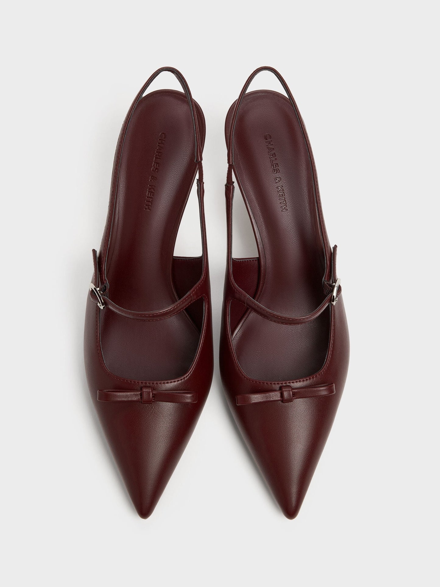 Sonali Bow Slingback Pumps - Burgundy | CHARLES & KEITH