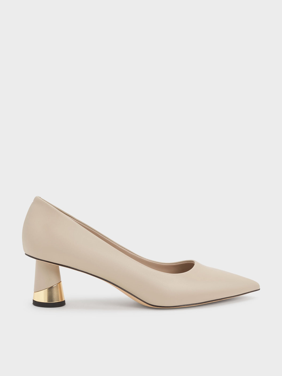 Cammie Metallic-Heel Pumps - Chalk | CHARLES & KEITH