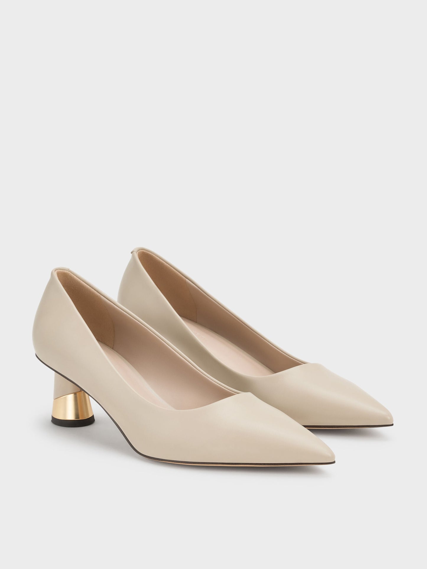 Cammie Metallic-Heel Pumps - Chalk | CHARLES & KEITH