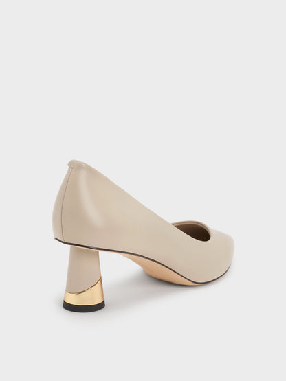Cammie Metallic-Heel Pumps - Chalk | CHARLES & KEITH