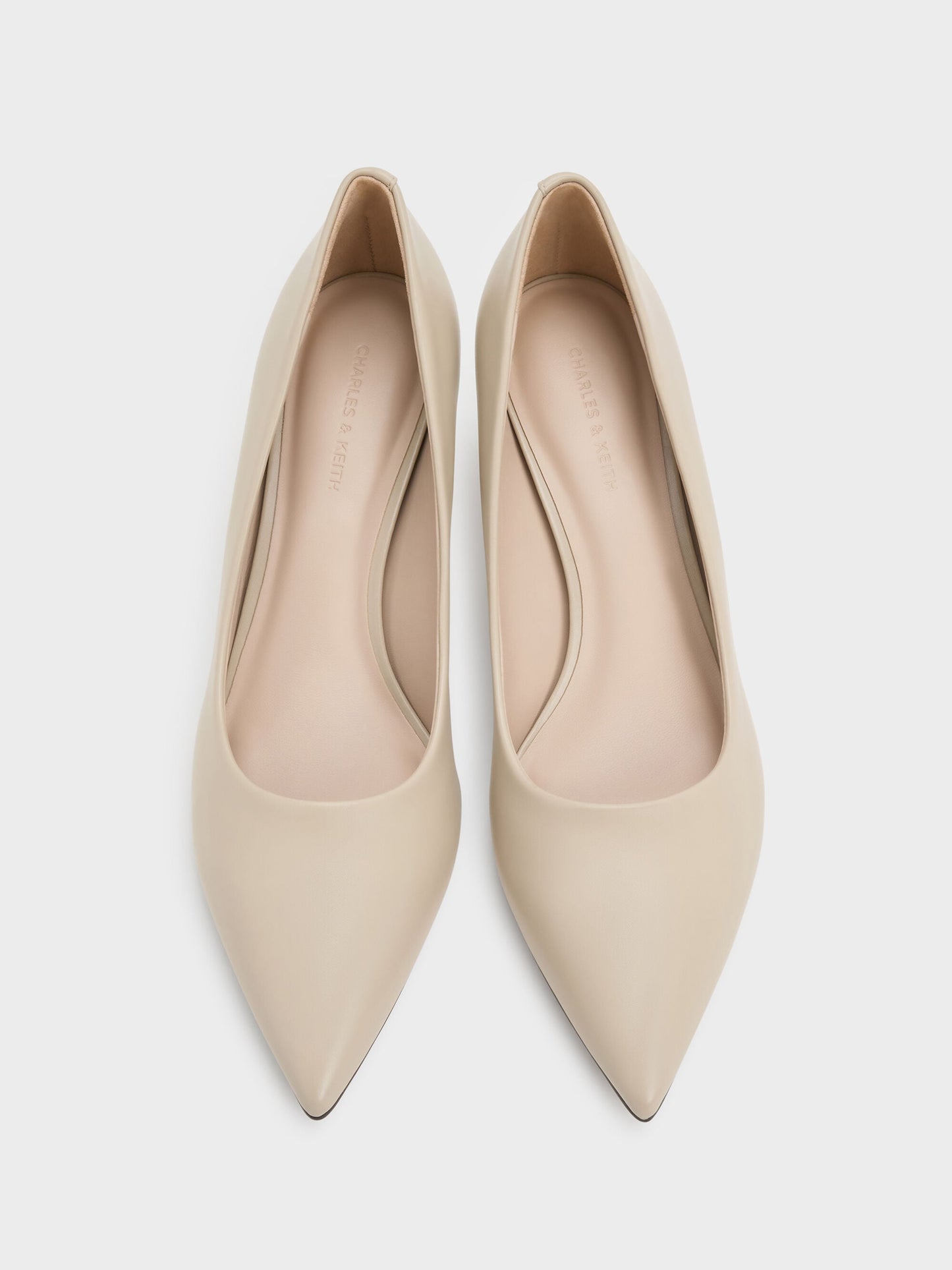 Cammie Metallic-Heel Pumps - Chalk | CHARLES & KEITH