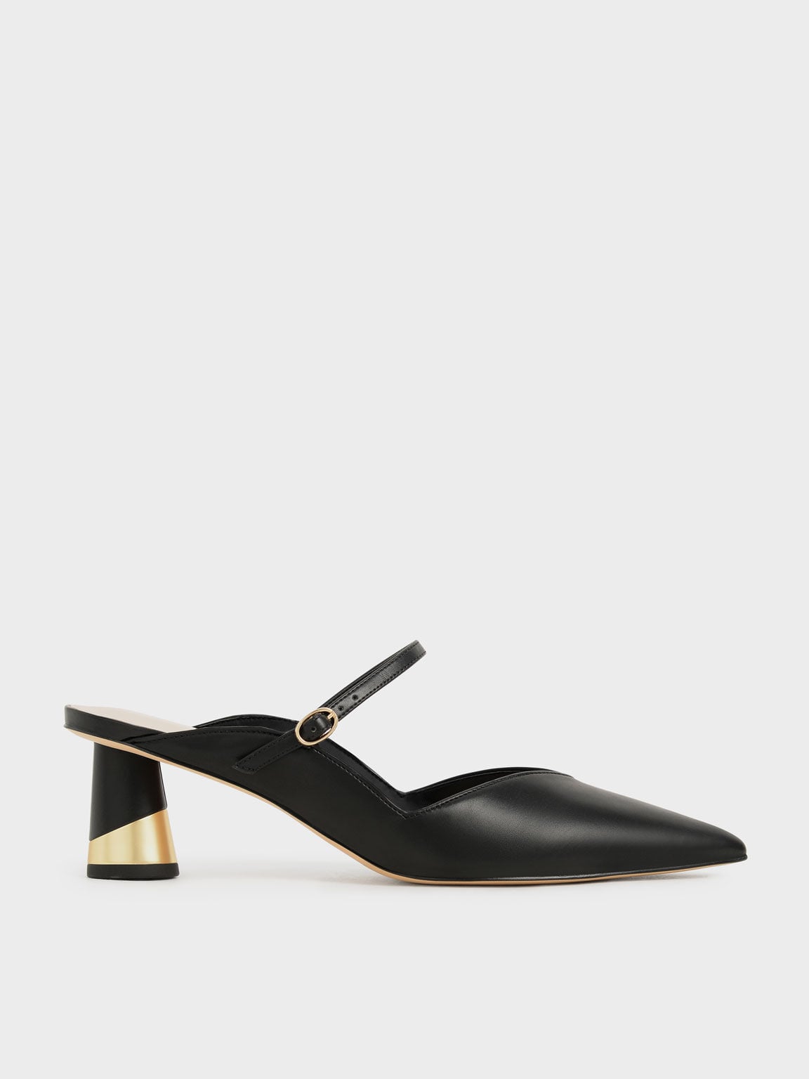 Cammie Metallic-Heel Mules - Black | CHARLES & KEITH